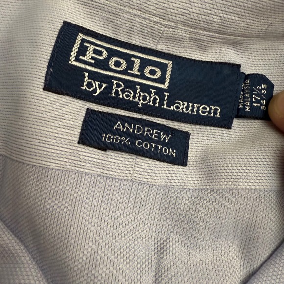Polo Ralph Lauren Andrew Men's 17.5 34/35 Light Blue Striped Button‎ Down Shirt - Picture 8 of 12